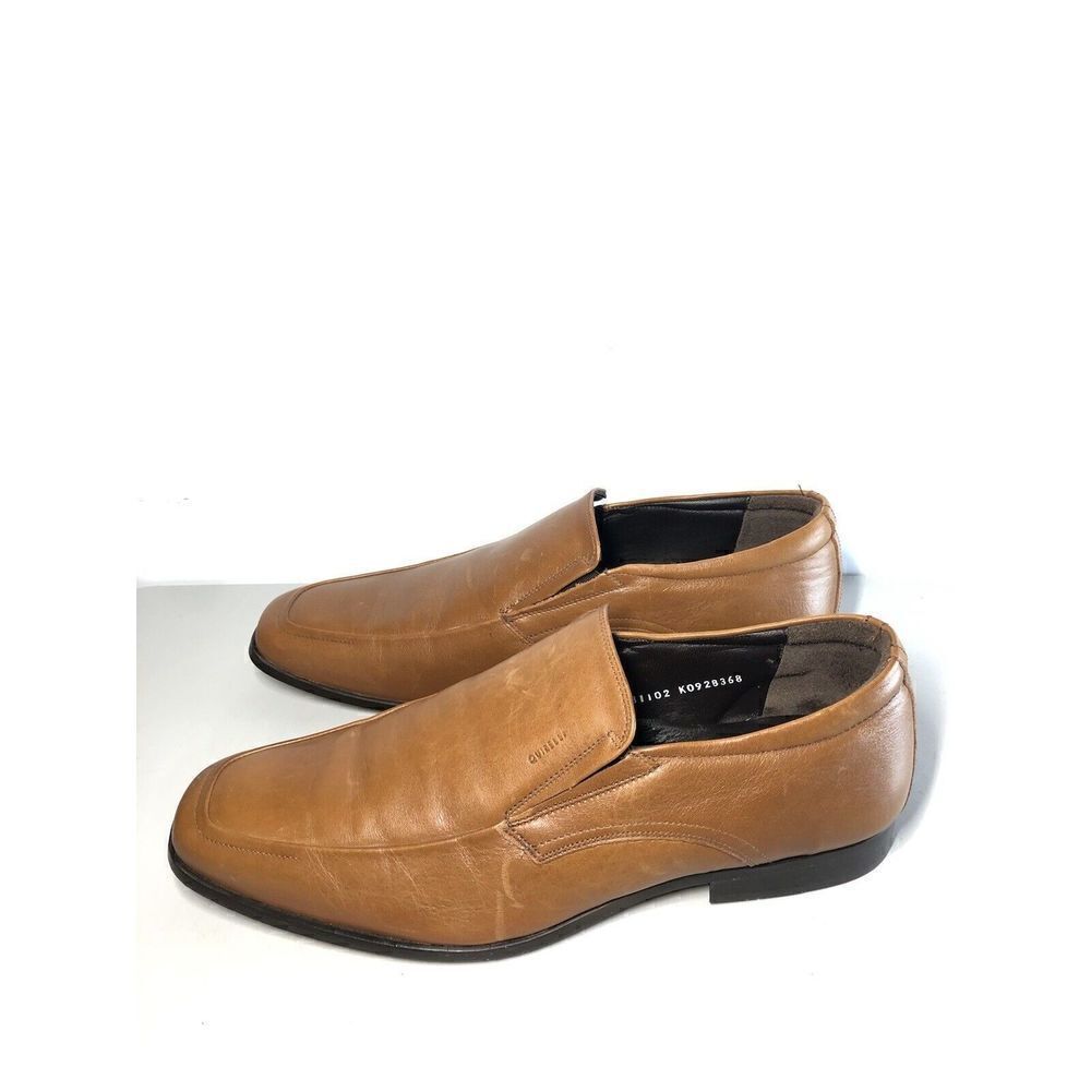 Quirelli Brown Leather Slip On Square Toe Dress Loafers Shoes Men Sz 29/11.5M US